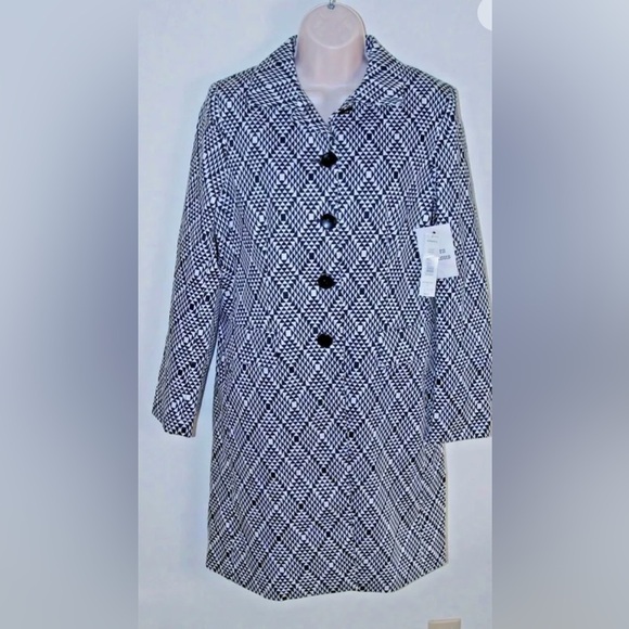 Pursuits Ltd Jackets & Blazers - Women's Lightweight Coat SZ 6 Black White Geometric Fully Lined Jacket/coat